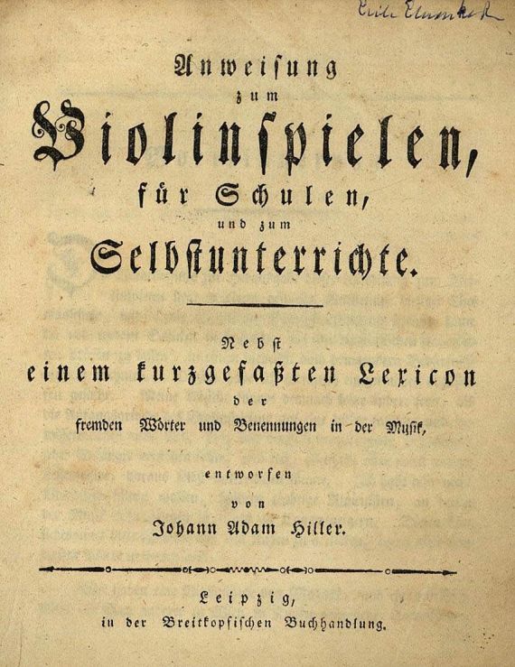Johann Adam Hiller - Anweisung zum Violinspielen