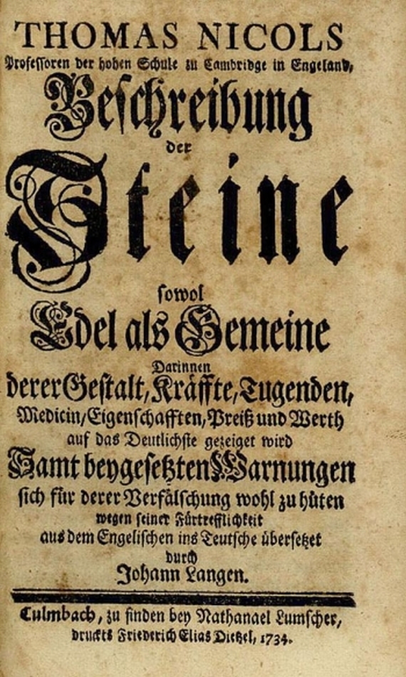 Thomas Nicols - Beschreibung der Steine. 1734