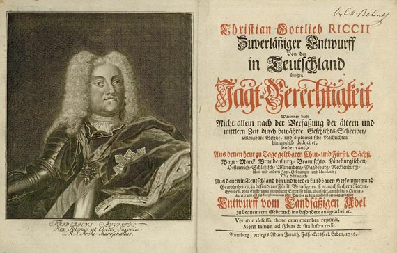 Jagd- und Forstrecht - Jagt-Gerechtigkeit. 1736