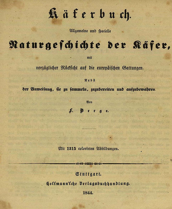 Friedrich Berge - Käferbuch. Text- u. Bildbd. 1844