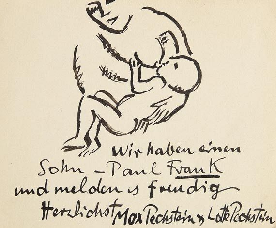 Hermann Max Pechstein - 2 Blätter: Geburtsanzeigen