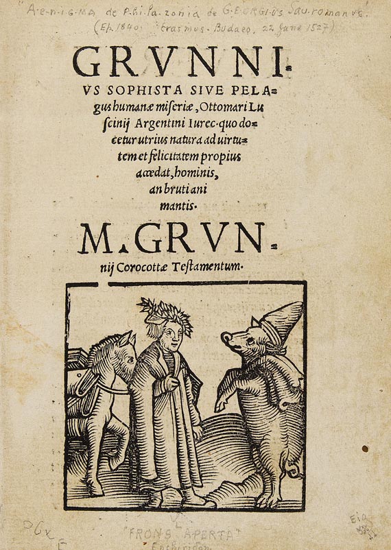 Ottomar Luscinius - Grunnius sophista. 1522
