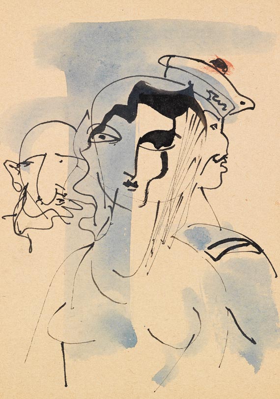 Max Schwimmer - Konvolut 6 Zeichnungen + Aquarelle, 2 Graphiken, 1 Porträt, 1 Beigabe u.  3 Widmungsexemplare. Um 1956-59.