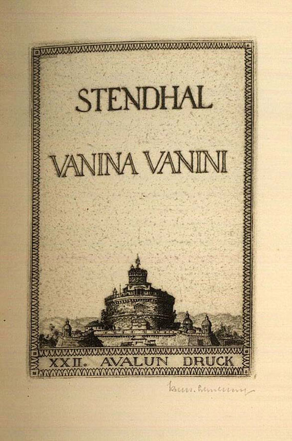 Avalun-Drucke - Stendhal, Vanina Vanini. 1922
