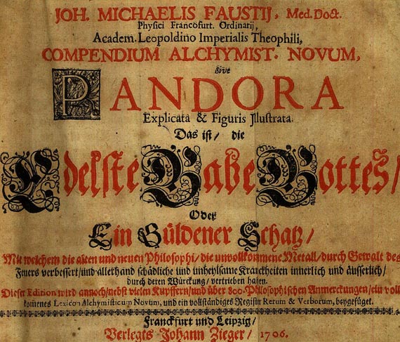Alchemie und Okkulta - Faust, J. M., Compendium alchymist novum. 1706.