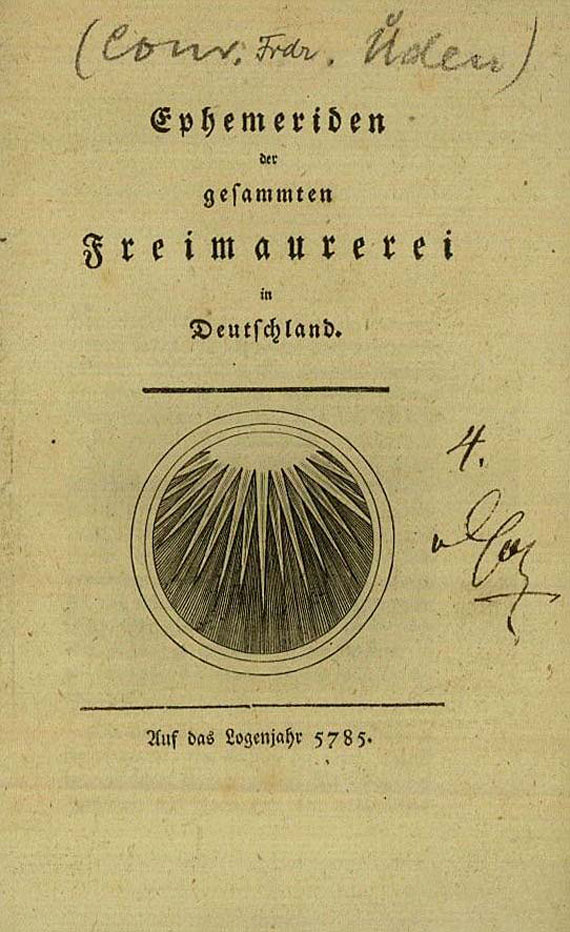  Freimaurer - Uden, Ephemeriden. 1785