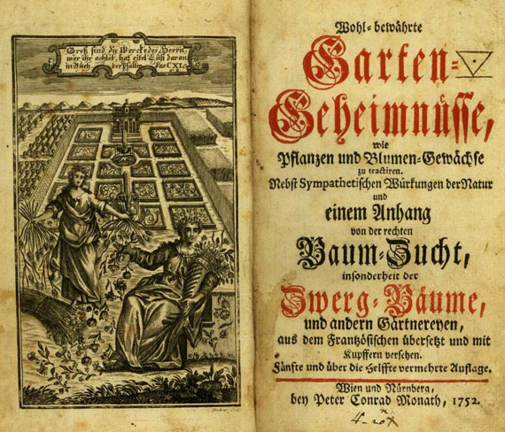 Garten- und Landwirtschaft - Wohlbewährte Gartengeheimnisse, 1752.