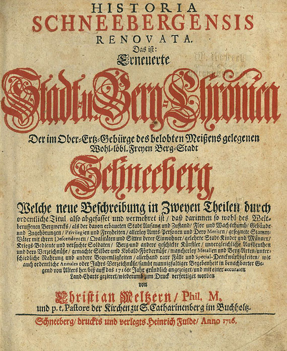 Christian Meltzer - Historia Schneebergensis. 1716
