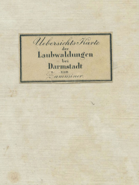 Johannes Hieronymus Zamminer - Übersichts Karte der Laubwaldungen bei Darmstadt. In Schuber. Um 1840.