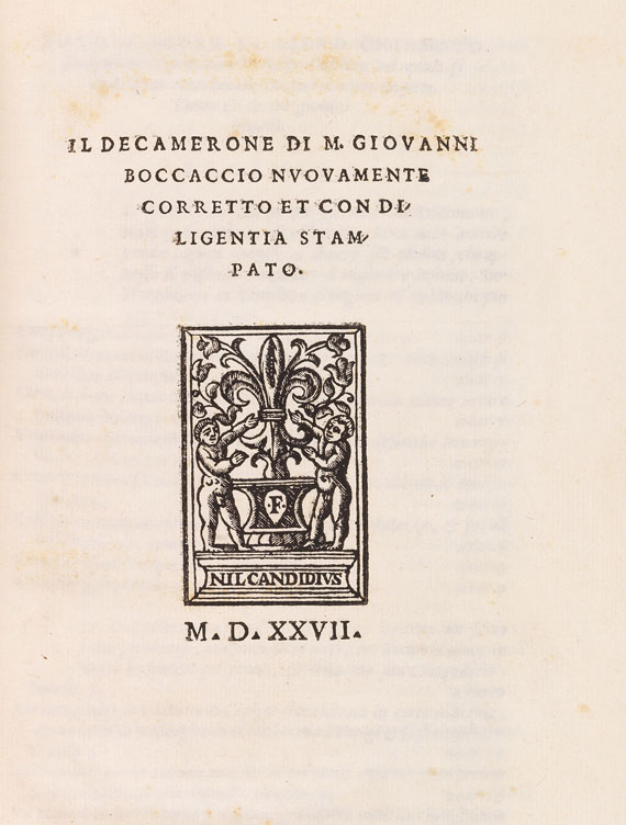Giovanni Boccaccio - Il Decamerone. 1527 (Nachdruck 1729).