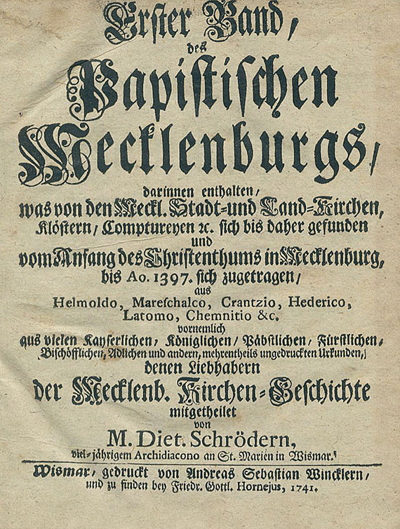 Dieter Schrödern - Papistisches Mecklenburg. 1741. 4 Bde.