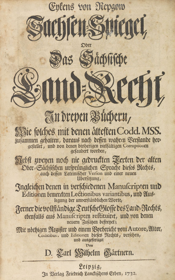 Eike von Repgow - Sachsenspiegel. 1732