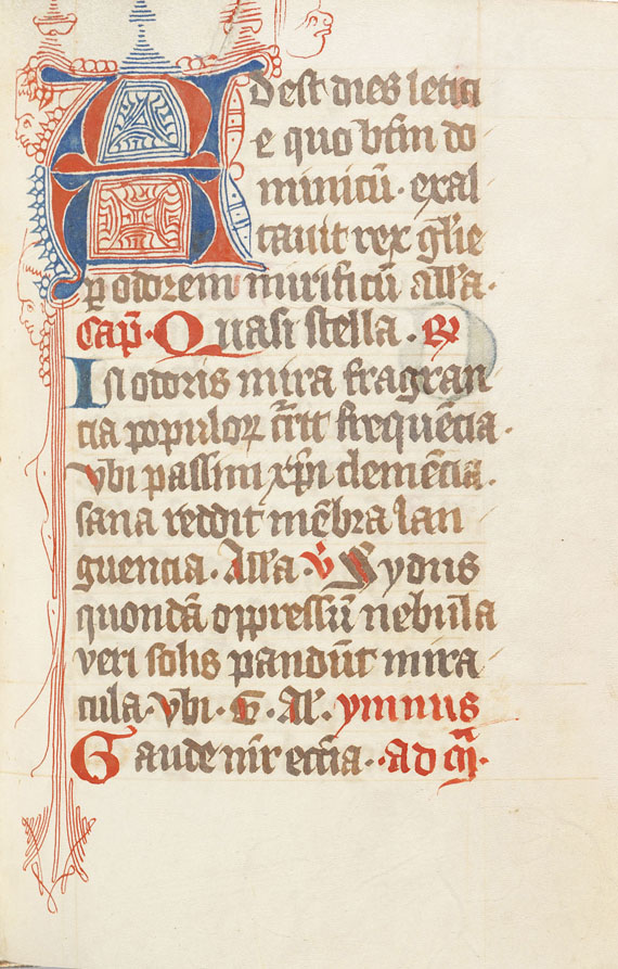   - Pergamenthandschrift um 1370, nach dem Kalendarium. - 