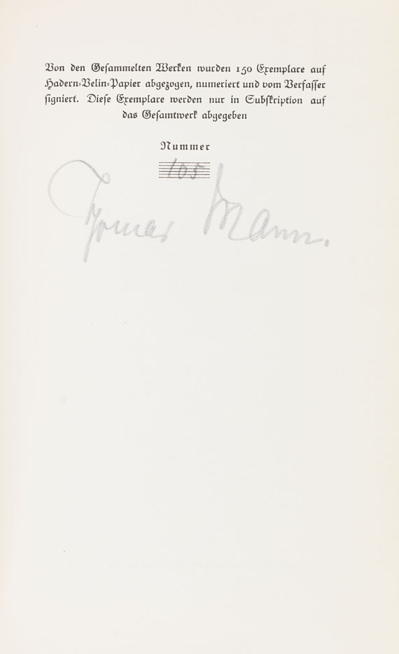 Thomas Mann - Novellen. 1922. 2 Bde. Von T. Mann sign. - 