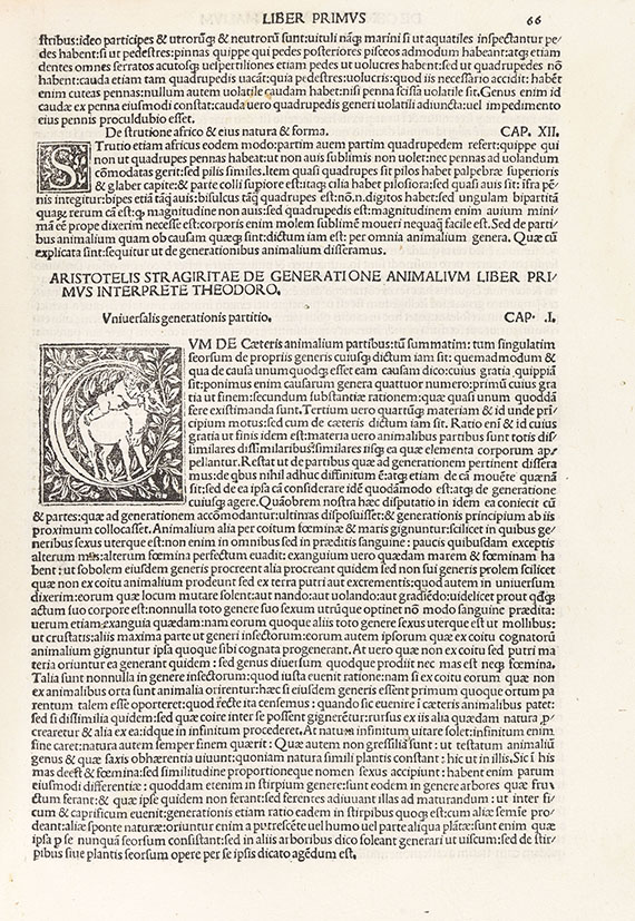  Aristoteles - De natura animalium. 1498. - Vorgebunden: Parva naturalia. - 
