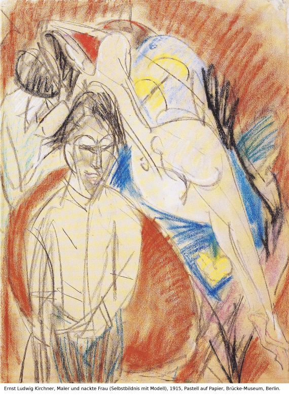 Ernst Ludwig Kirchner - Selbstporträt mit Gerda (Mann und Sitzende im Atelier) - 