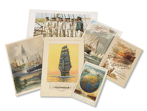 Schiffsspeisekarten - Sammlung von Kreuzfahrt-Reisesouvenirs (Speisekarten etc.), in 39 Ordnern