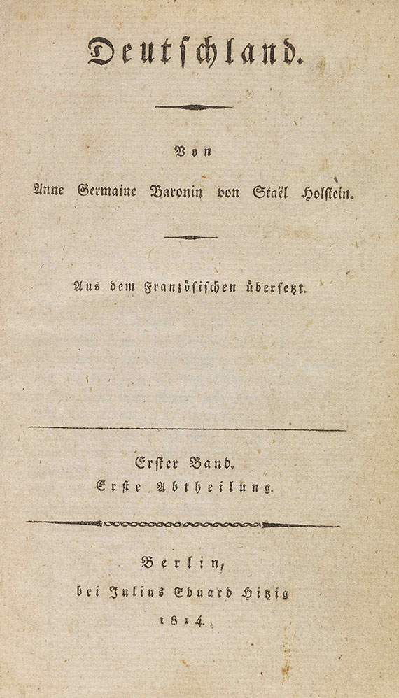 Anne-Louise-Germaine de Stael-Holstein - Deutschland. 3 Bände