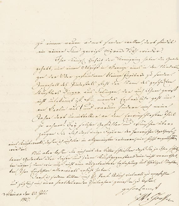 Johann Wolfgang von Goethe - Brief von Schreiberhand an P. C. W. Beuth. 4 S. Mit Kuvert