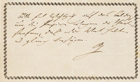 Johann Wolfgang von Goethe - Eigh. Billet an Unbekannt