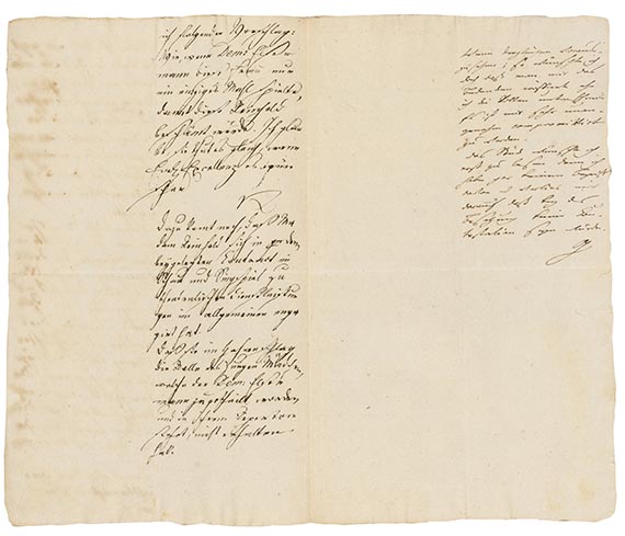 Johann Wolfgang von Goethe - Eigh. Nachschrift zu Brief von Kirms. 1/2 S.