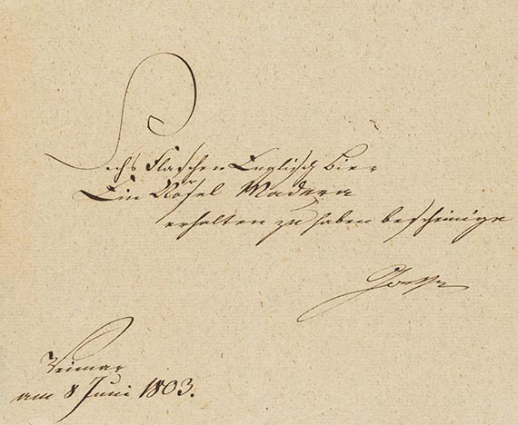 Johann Wolfgang von Goethe - Empfangsbestätigung für eine Weinbestellung