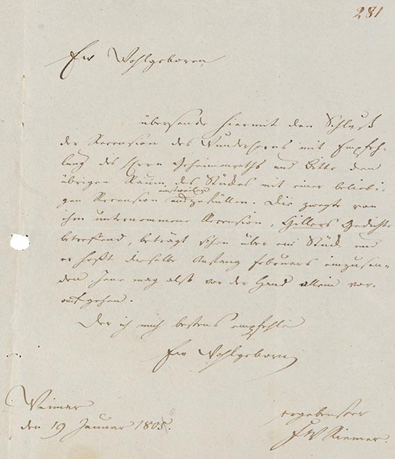 Friedrich Wilhelm Riemer - Brief an Eichstädt, 1 S.