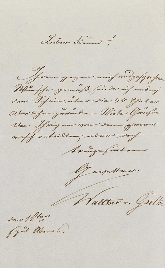 Walther von Goethe - Brief, 1 S.