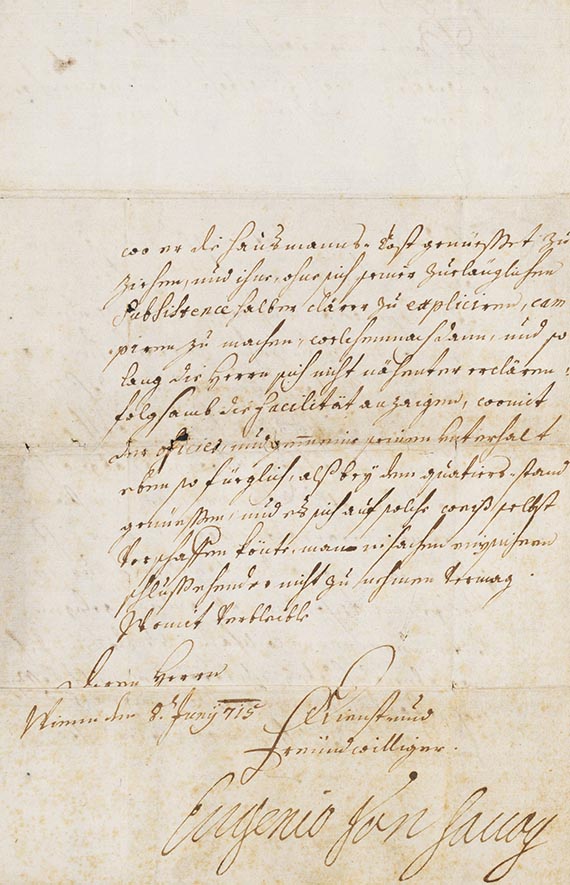 Eugen von Savoyen - Brief, 3 S.