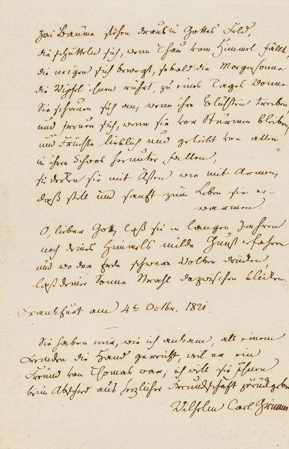 Willem Grimm - Eigh. Gedicht m. U.