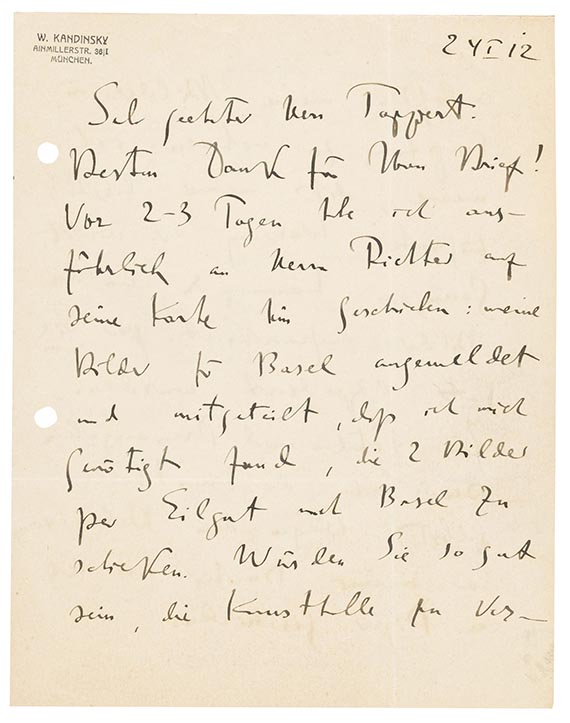 Wassily Kandinsky - Eigh. Brief m. U. an Georg Tappert, Maler