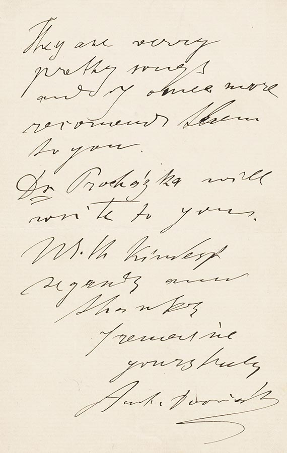 Antonín Dvorák - Eigh. Brief m. U.