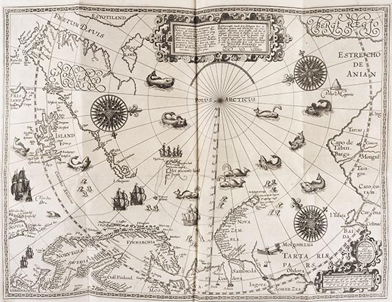 Jan Huygen van Linschoten - Navigatio in orientalem. - Descriptio totius Guineae. 2 Teile in 1 Band - 